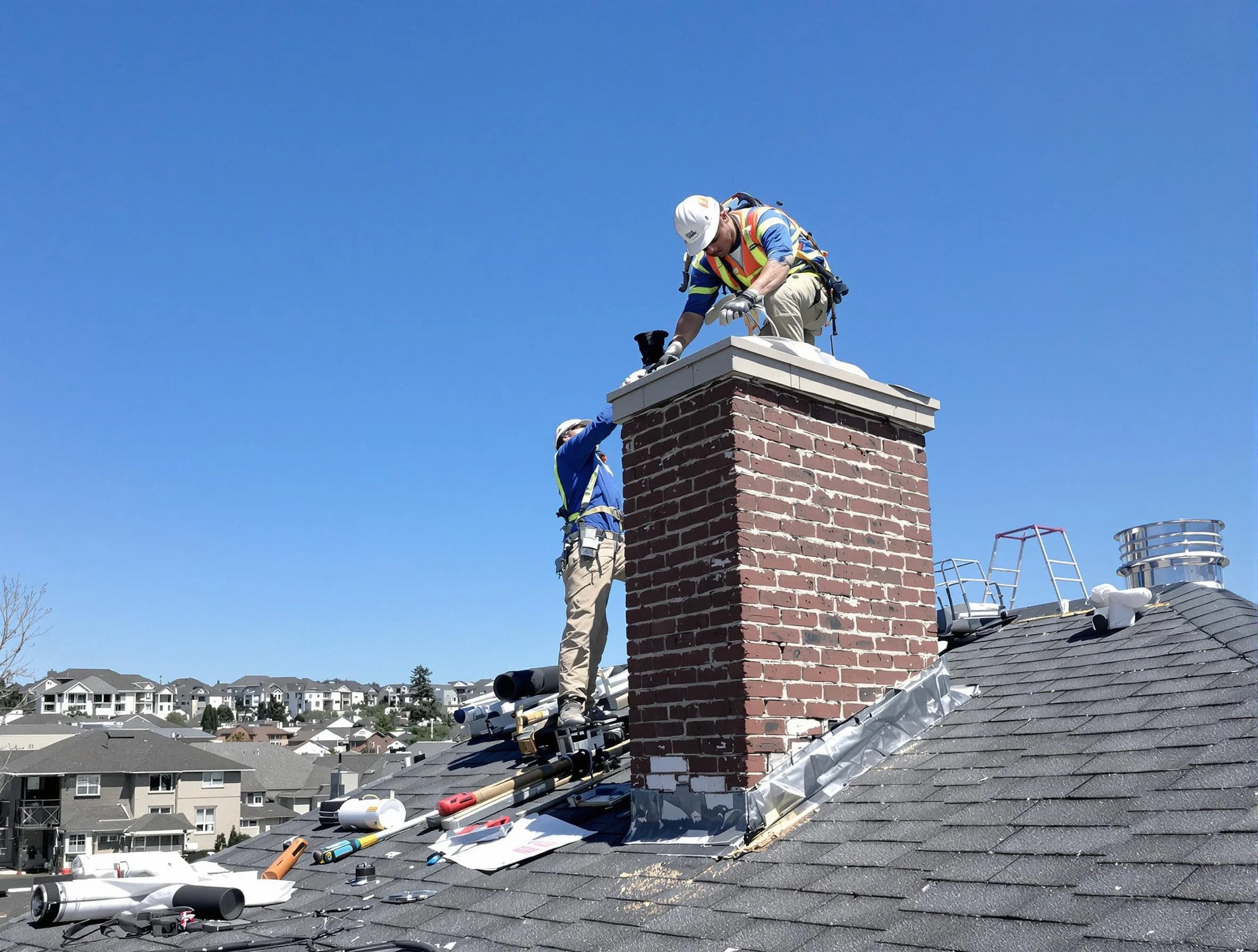 McKeesport Chimney Sweep repairing a chimney crown in McKeesport, PA