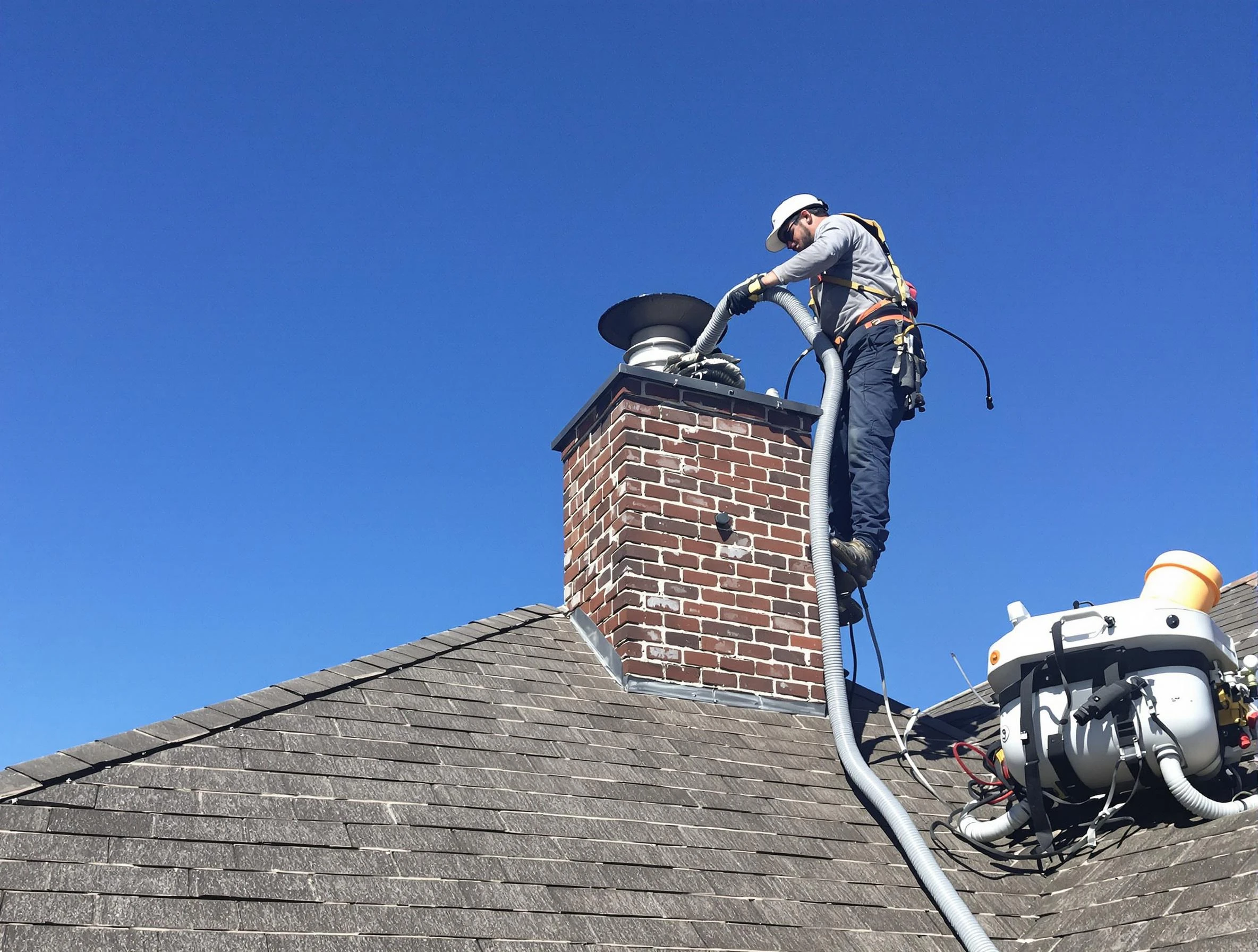 Dedicated McKeesport Chimney Sweep team member cleaning a chimney in McKeesport, PA