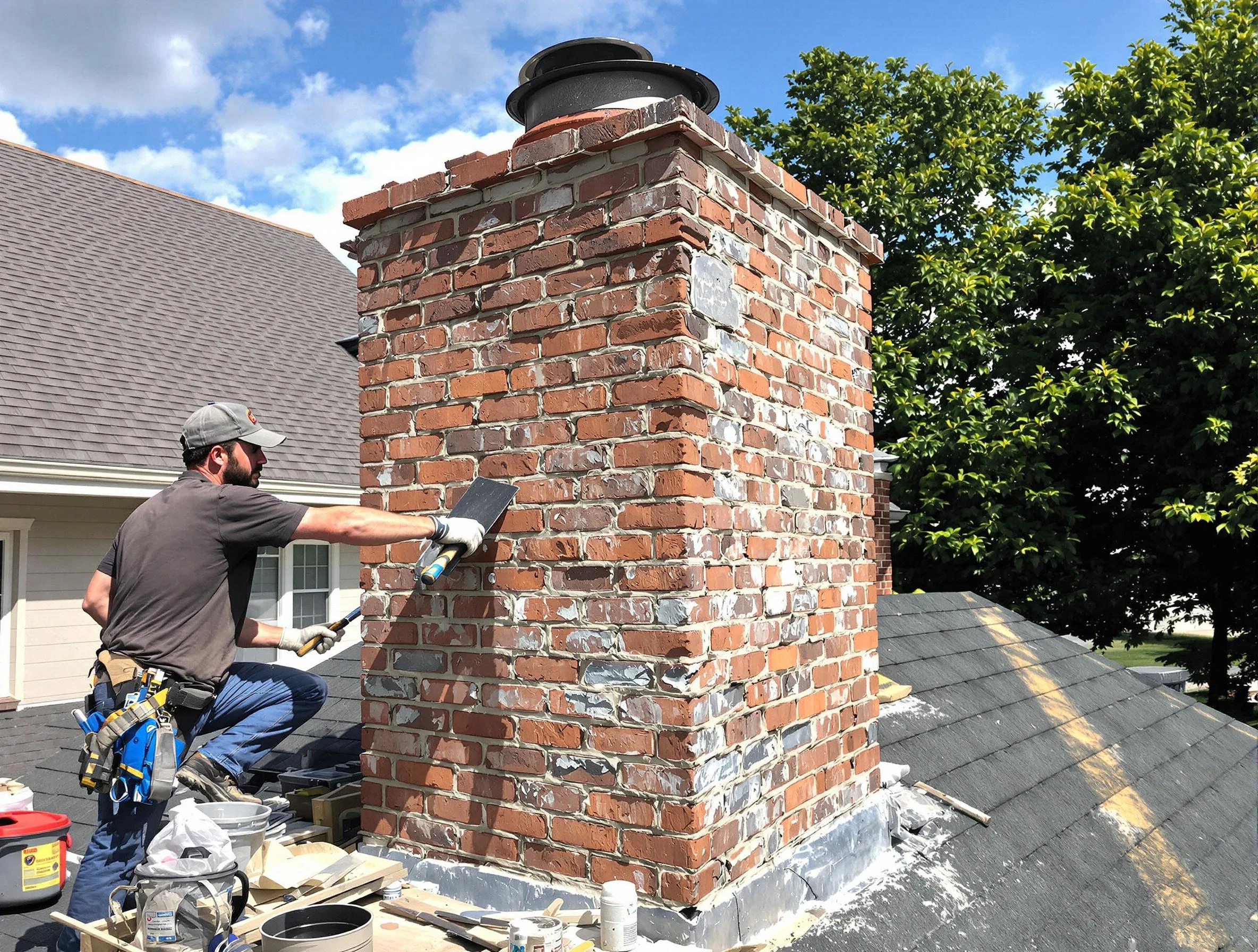 Completed chimney rebuild by McKeesport Chimney Sweep in McKeesport, PA