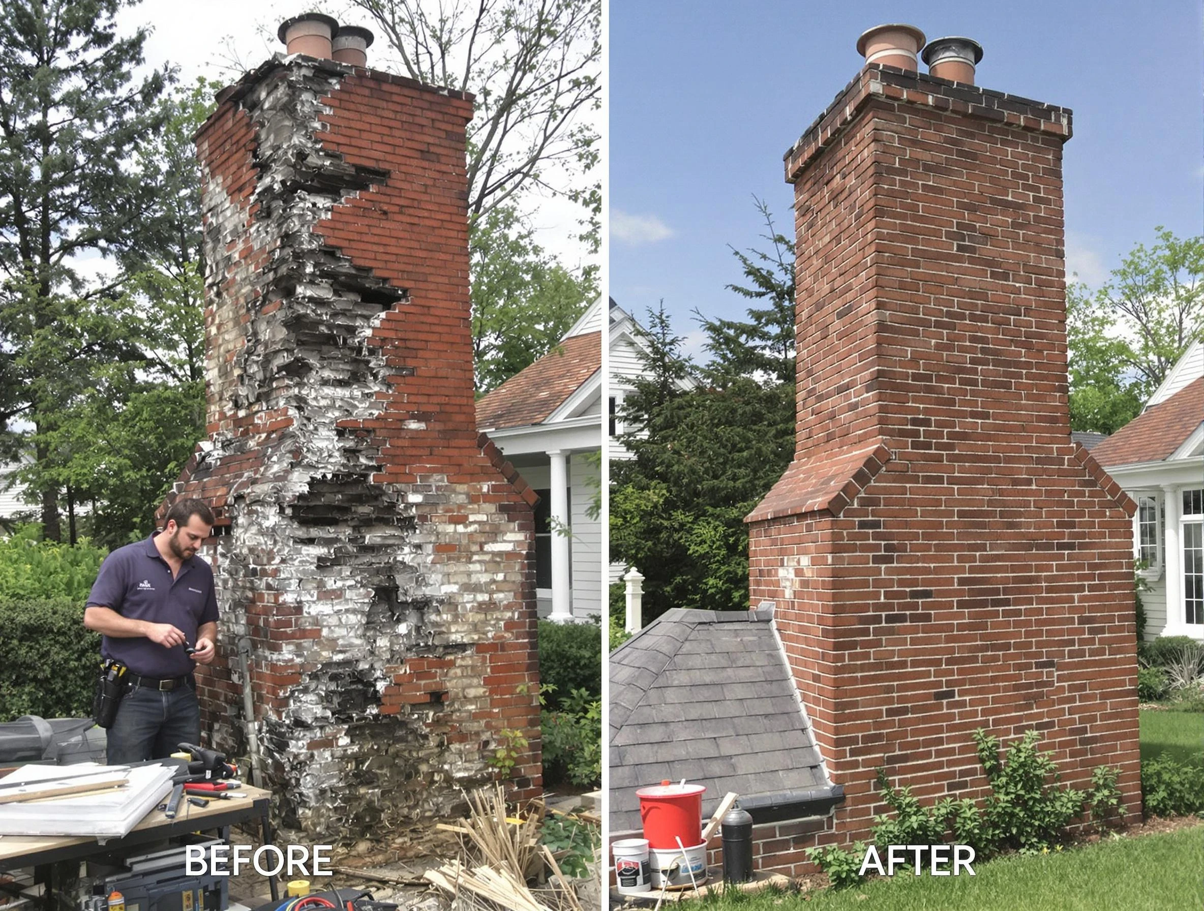 McKeesport Chimney Sweep performing a full chimney restoration in McKeesport, PA